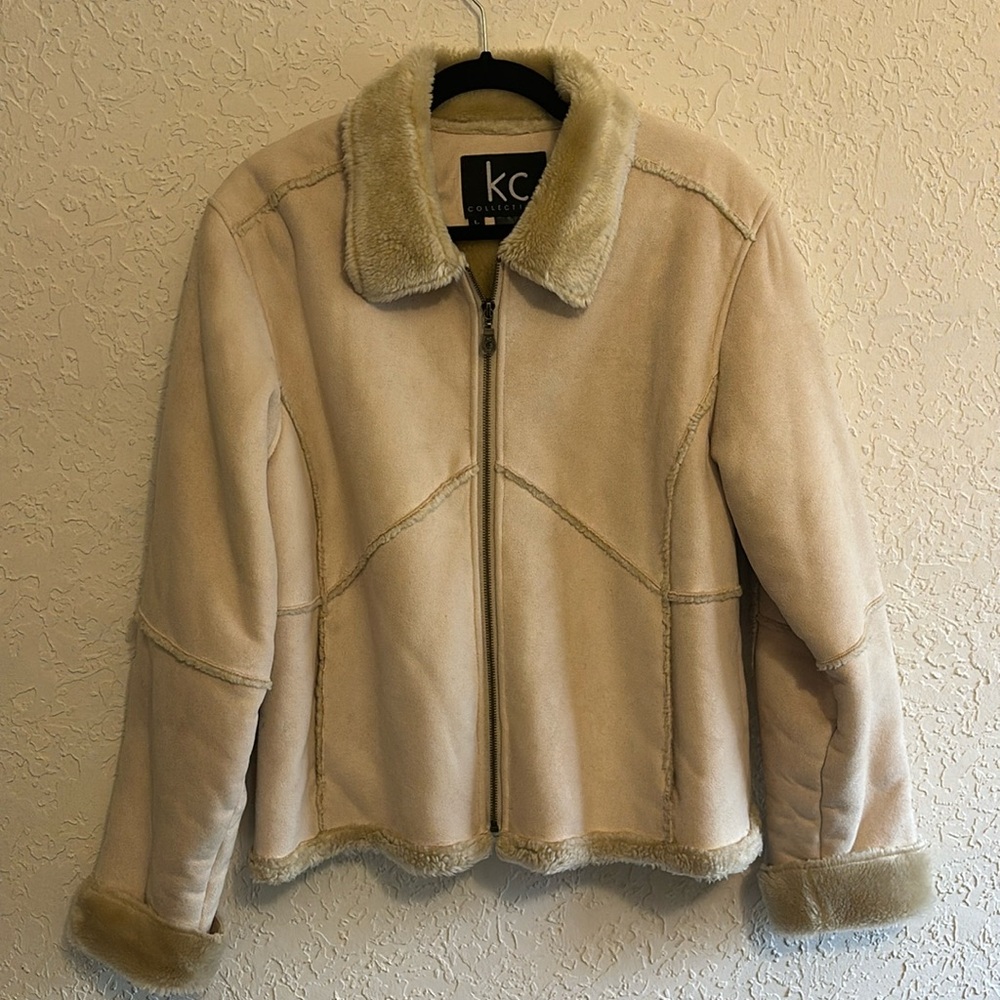 KC Collection Faux Suede/Sherpa Coat Size Large